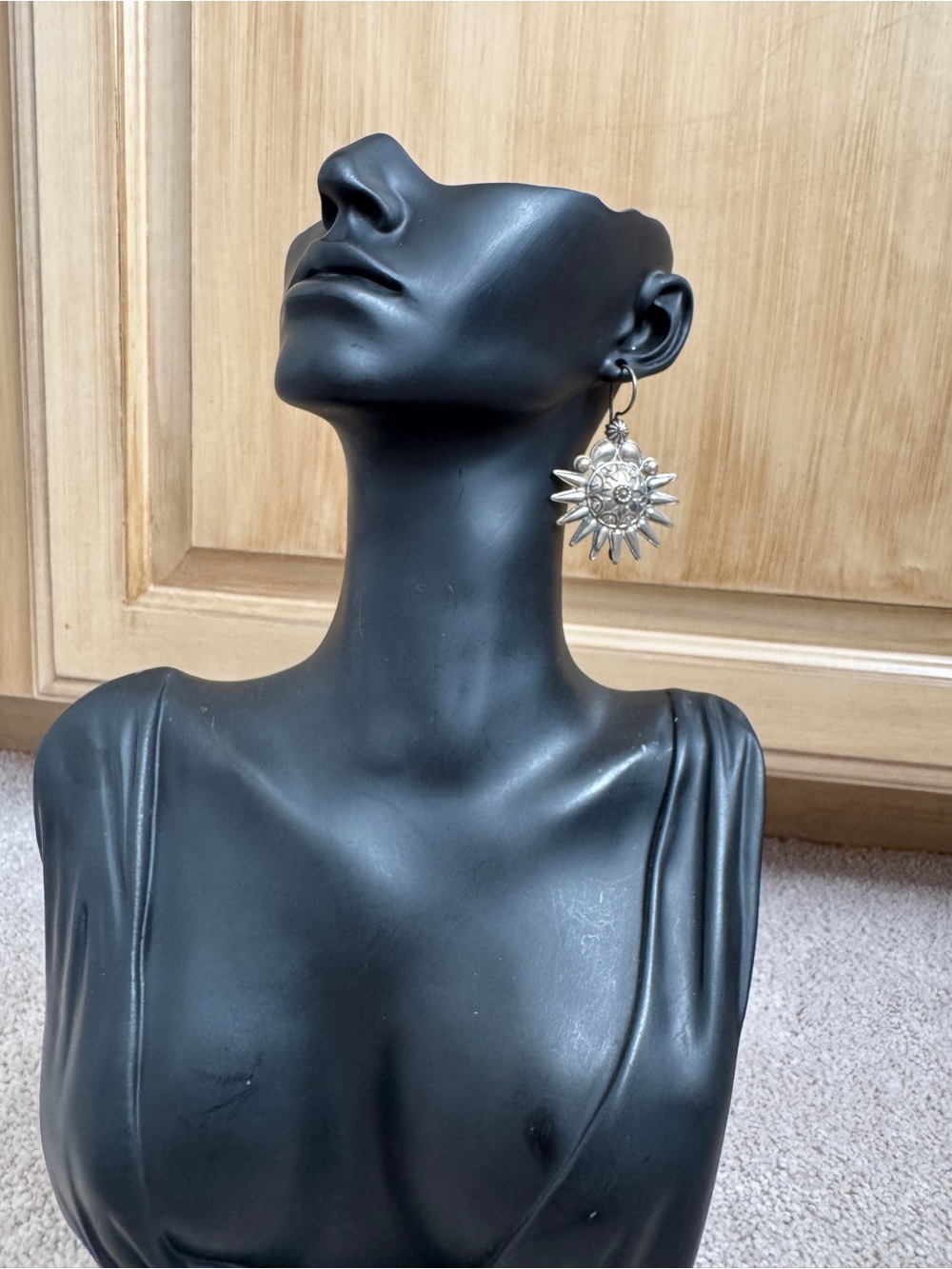Sunburst Silver Drop Earrings - Elegant Silver-Tone Statement